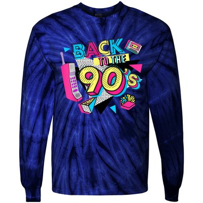 Back To The 90s Outfits Retro Costume Party Cassette Tape Tie-Dye Long Sleeve Shirt