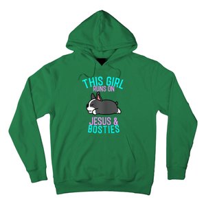 Boston Terrier This Girl Runs On Jesus And Boston Terriers Hoodie