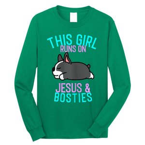 Boston Terrier This Girl Runs On Jesus And Boston Terriers Long Sleeve Shirt