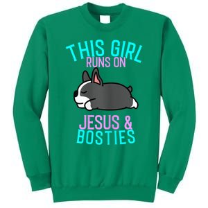 Boston Terrier This Girl Runs On Jesus And Boston Terriers Sweatshirt