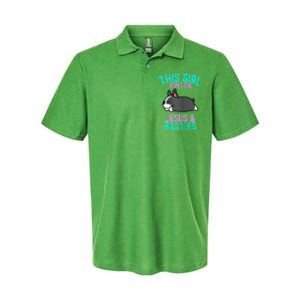 Boston Terrier This Girl Runs On Jesus And Boston Terriers Softstyle Adult Sport Polo