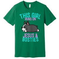 Boston Terrier This Girl Runs On Jesus And Boston Terriers Premium T-Shirt