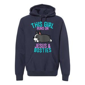 Boston Terrier This Girl Runs On Jesus And Boston Terriers Premium Hoodie