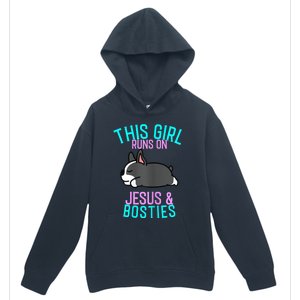 Boston Terrier This Girl Runs On Jesus And Boston Terriers Urban Pullover Hoodie