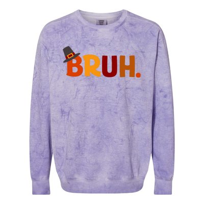 Bruh Thanksgiving Teens Thanksgiving Bruh Colorblast Crewneck Sweatshirt