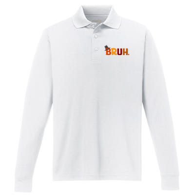 Bruh Thanksgiving Teens Thanksgiving Bruh Performance Long Sleeve Polo