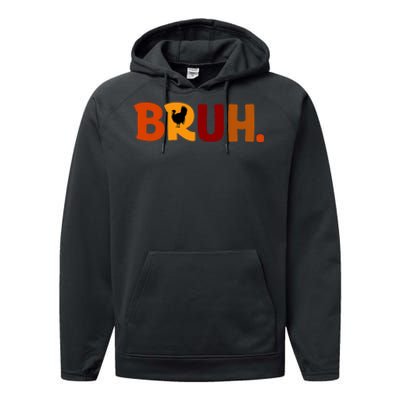 Bruh Thanksgiving Teens Turkey Bruh Performance Fleece Hoodie