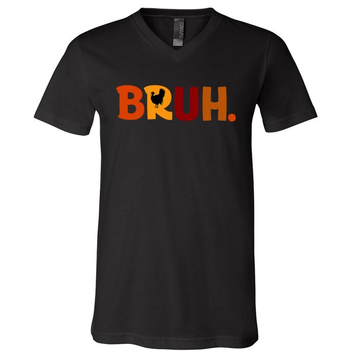 Bruh Thanksgiving Teens Turkey Bruh V-Neck T-Shirt