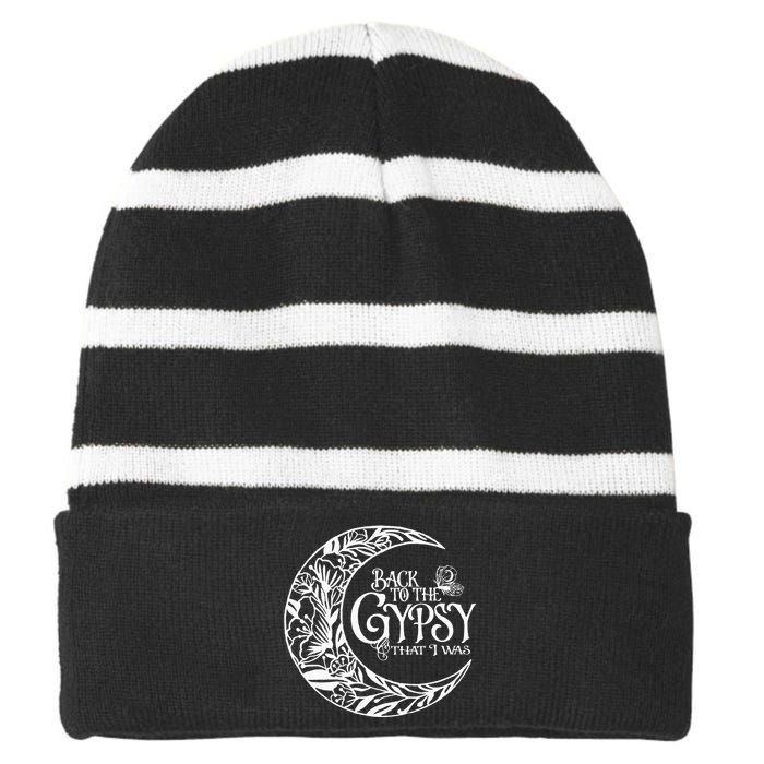 Back To The Gypsy That I Was Striped Beanie with Solid Band