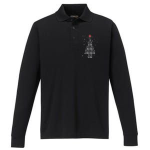 Beer Tree Ugly Christmas Performance Long Sleeve Polo