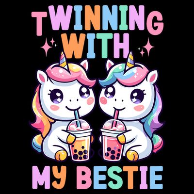 Boba Tea Unicorn Twinning With My Bestie Spirit Week Girl T-Shirt