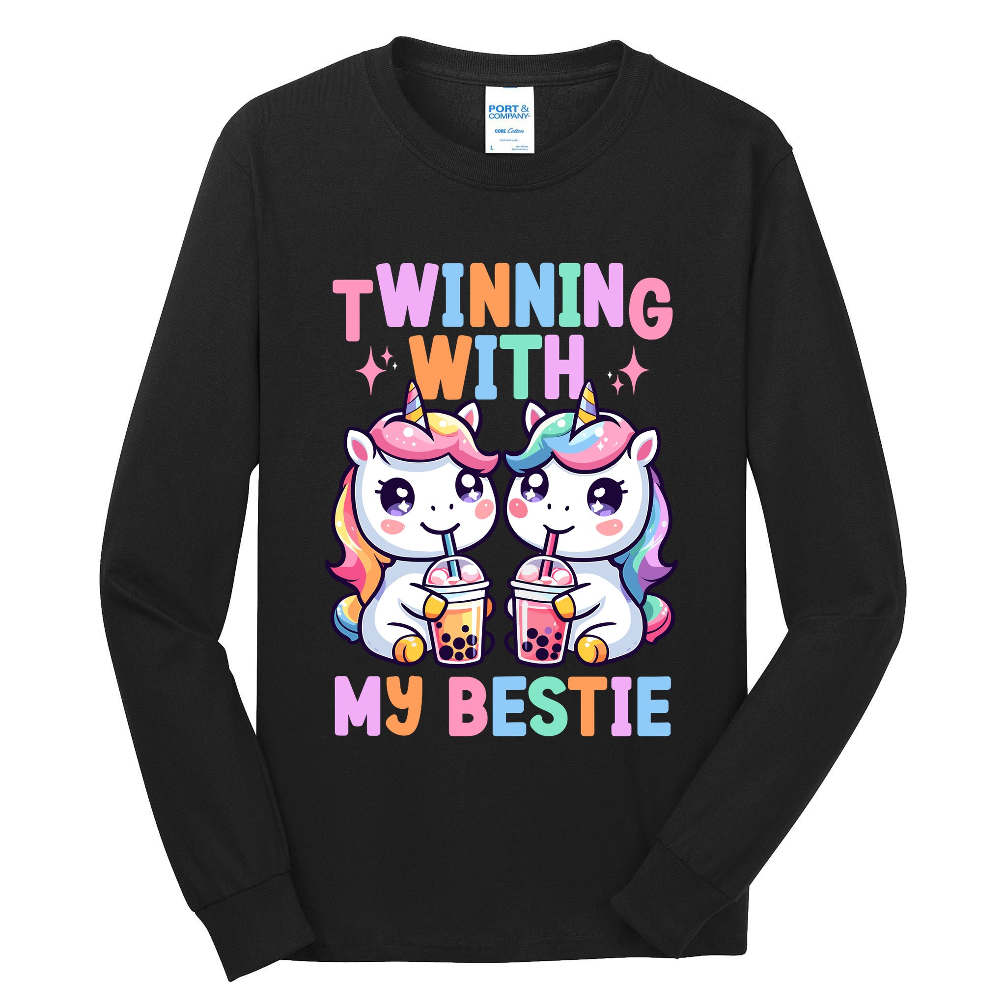 Boba Tea Unicorn Twinning With My Bestie Spirit Week Girl Tall Long Sleeve T-Shirt