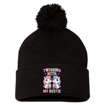 Boba Tea Unicorn Twinning With My Bestie Spirit Week Girl Pom Pom 12in Knit Beanie