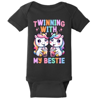 Boba Tea Unicorn Twinning With My Bestie Spirit Week Girl Baby Bodysuit