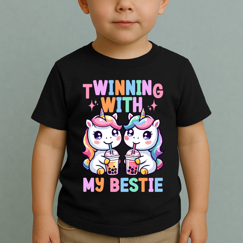 Boba Tea Unicorn Twinning With My Bestie Spirit Week Girl Toddler T-Shirt