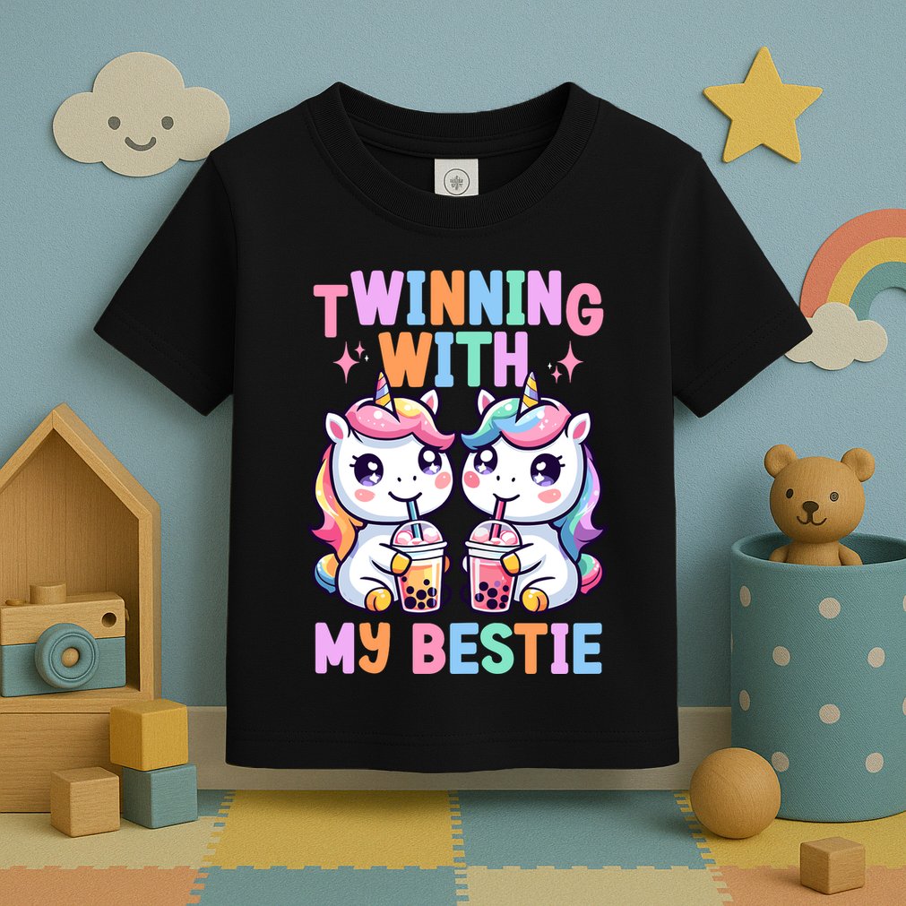 Boba Tea Unicorn Twinning With My Bestie Spirit Week Girl Toddler T-Shirt