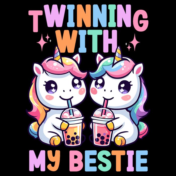 Boba Tea Unicorn Twinning With My Bestie Spirit Week Girl Toddler T-Shirt