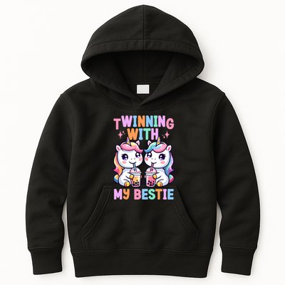 Boba Tea Unicorn Twinning With My Bestie Spirit Week Girl Kids Hoodie