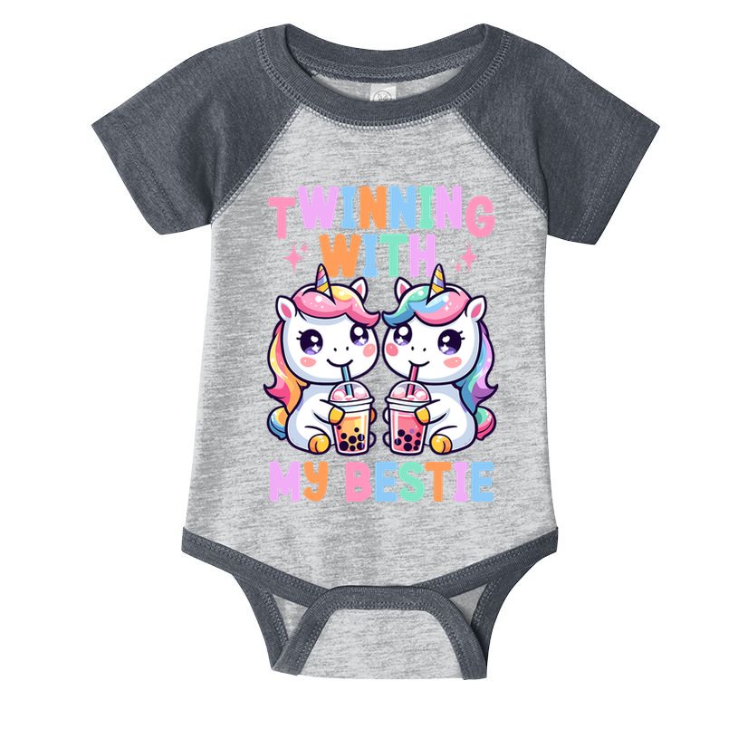 Boba Tea Unicorn Twinning With My Bestie Spirit Week Girl Infant Baby Jersey Bodysuit