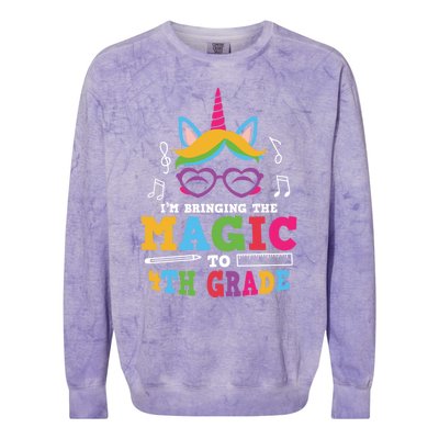 Bringing The Unicorn Magic To Fourth Grade Cute 4Th Grade Gift Colorblast Crewneck Sweatshirt