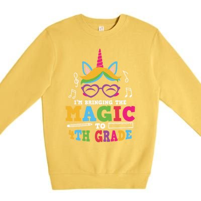 Bringing The Unicorn Magic To Fourth Grade Cute 4Th Grade Gift Premium Crewneck Sweatshirt