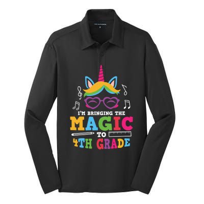 Bringing The Unicorn Magic To Fourth Grade Cute 4Th Grade Gift Silk Touch Performance Long Sleeve Polo