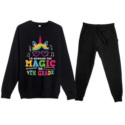 Bringing The Unicorn Magic To Fourth Grade Cute 4Th Grade Gift Premium Crewneck Sweatsuit Set