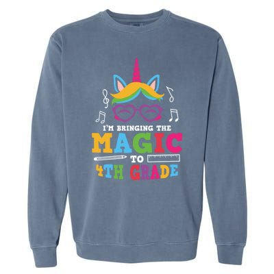 Bringing The Unicorn Magic To Fourth Grade Cute 4Th Grade Gift Garment-Dyed Sweatshirt