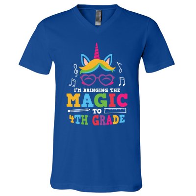 Bringing The Unicorn Magic To Fourth Grade Cute 4Th Grade Gift V-Neck T-Shirt