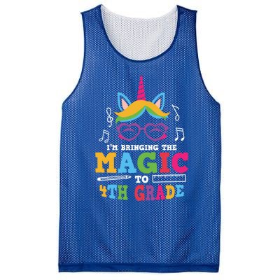 Bringing The Unicorn Magic To Fourth Grade Cute 4Th Grade Gift Mesh Reversible Basketball Jersey Tank