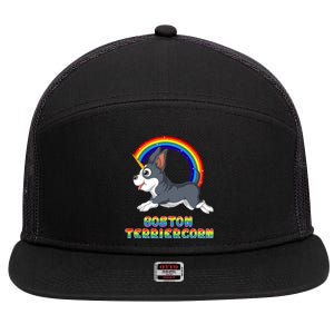 Boston Terrier Unicorn 7 Panel Mesh Trucker Snapback Hat