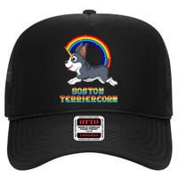 Boston Terrier Unicorn High Crown Mesh Back Trucker Hat