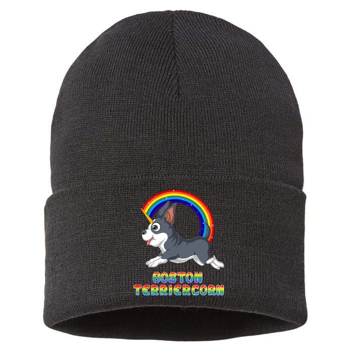 Boston Terrier Unicorn Sustainable Knit Beanie