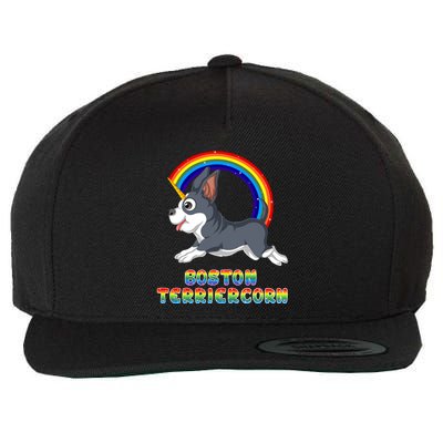 Boston Terrier Unicorn Wool Snapback Cap