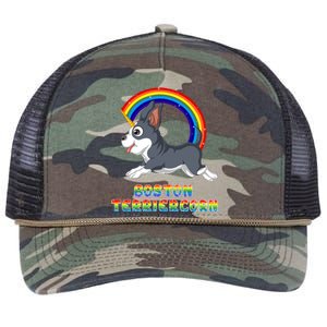 Boston Terrier Unicorn Retro Rope Trucker Hat Cap