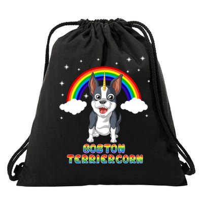 Boston Terrier Unicorn Drawstring Bag