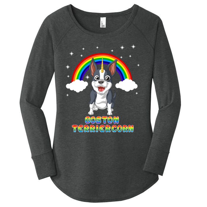 Boston Terrier Unicorn Women's Perfect Tri Tunic Long Sleeve Shirt