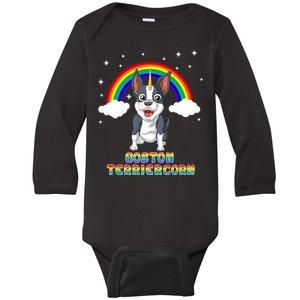 Boston Terrier Unicorn Baby Long Sleeve Bodysuit