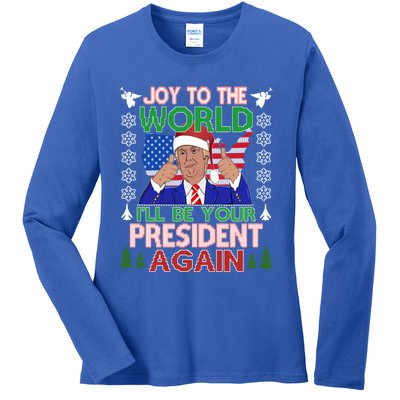 Best Trump Ugly Christmas President 2024 Republican Gift Ladies Long Sleeve Shirt