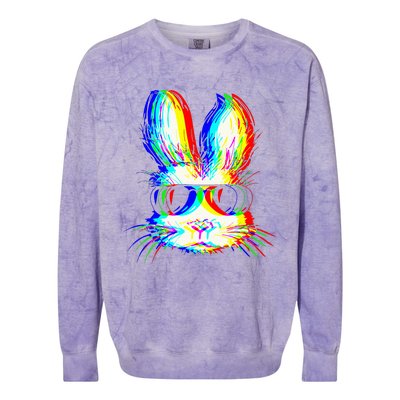 Bunny Trippy Vaporwave Easter Techno Rave Edm Music Party Colorblast Crewneck Sweatshirt