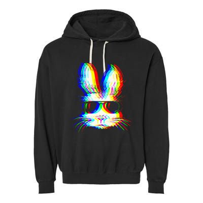 Bunny Trippy Vaporwave Easter Techno Rave Edm Music Party Garment-Dyed Fleece Hoodie