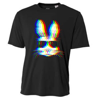 Bunny Trippy Vaporwave Easter Techno Rave Edm Music Party Cooling Performance Crew T-Shirt