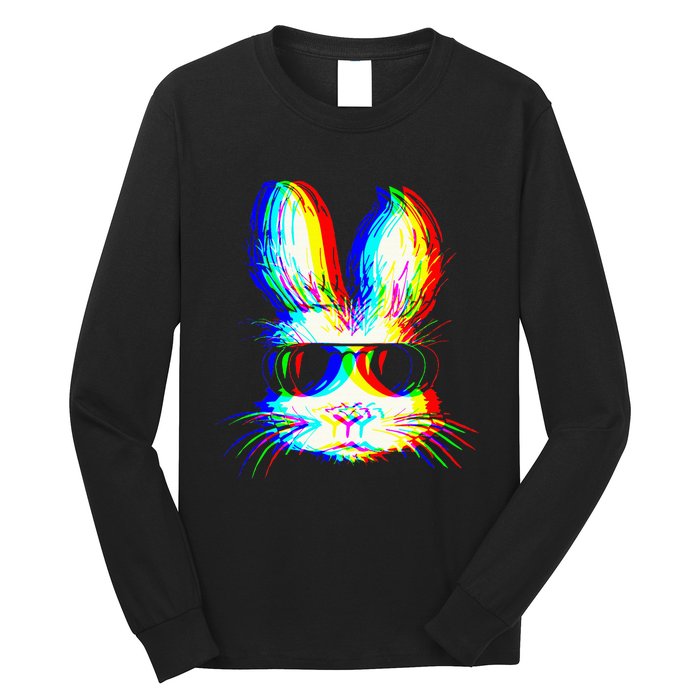 Bunny Trippy Vaporwave Easter Techno Rave Edm Music Party Long Sleeve Shirt