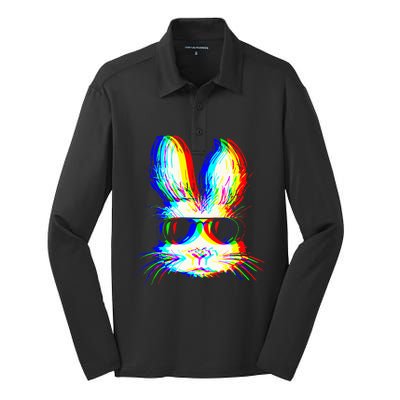 Bunny Trippy Vaporwave Easter Techno Rave Edm Music Party Silk Touch Performance Long Sleeve Polo