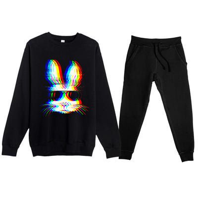 Bunny Trippy Vaporwave Easter Techno Rave Edm Music Party Premium Crewneck Sweatsuit Set