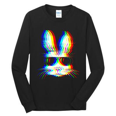 Bunny Trippy Vaporwave Easter Techno Rave Edm Music Party Tall Long Sleeve T-Shirt