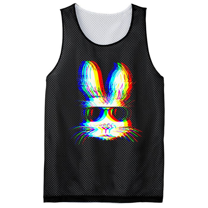 Bunny Trippy Vaporwave Easter Techno Rave Edm Music Party Mesh Reversible Basketball Jersey Tank