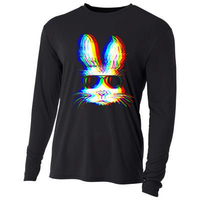 Bunny Trippy Vaporwave Easter Techno Rave Edm Music Party Cooling Performance Long Sleeve Crew