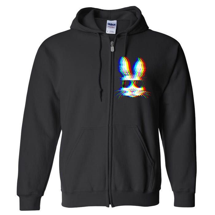 Bunny Trippy Vaporwave Easter Techno Rave Edm Music Party Full Zip Hoodie