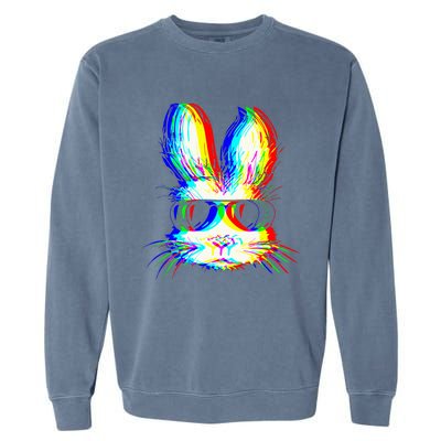 Bunny Trippy Vaporwave Easter Techno Rave Edm Music Party Garment-Dyed Sweatshirt